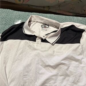 Men's White and Black Polo Shirt